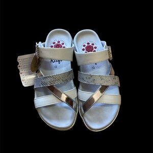 Relife, White Sandals with silver accents, EU brand, Size 36, but fits larger